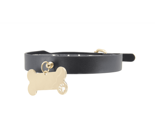 Love In Leather Faux Leather Collar With Engravable Bone