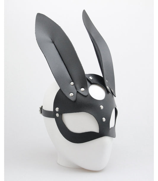 Love In Leather Down The Rabbit Hole. Half Face Leather Mask With Rabbit Ears