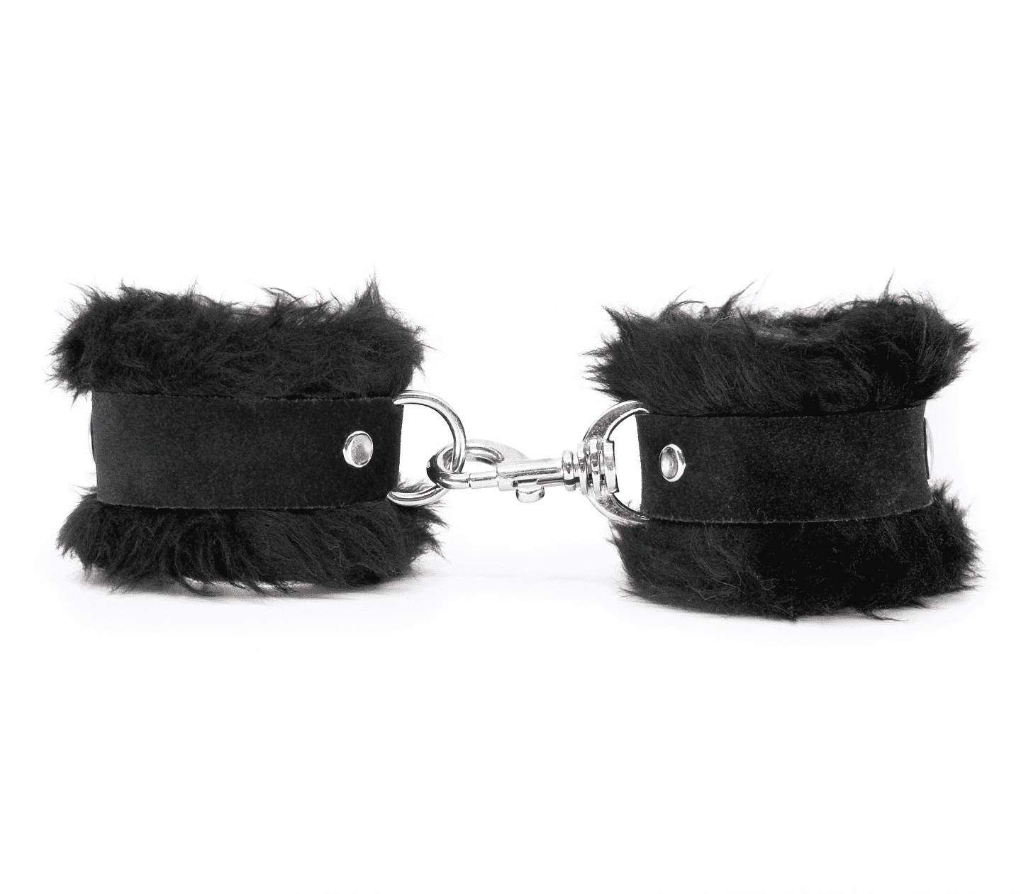 Love In Leather Soft & Fluffy Fleece Handcuffs With Suede Leather Strap