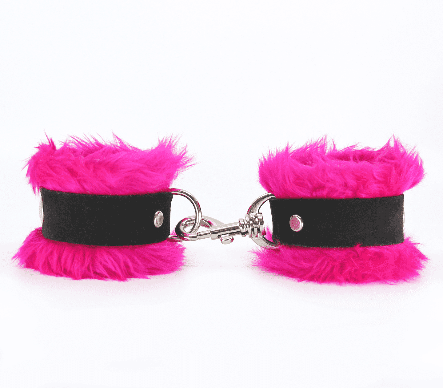 Love In Leather Soft & Fluffy Fleece Handcuffs With Suede Leather Strap