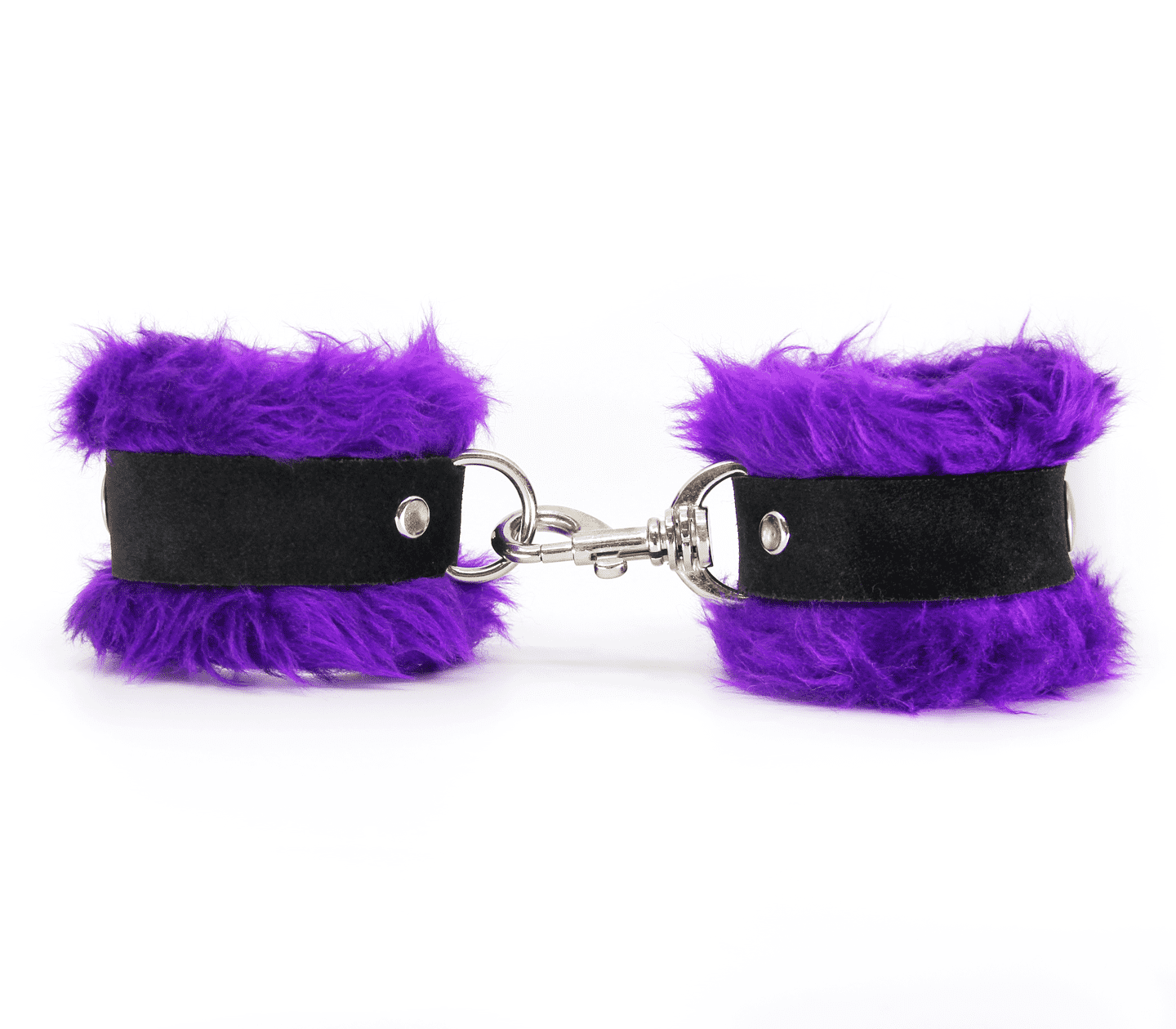 Love In Leather Soft & Fluffy Fleece Handcuffs With Suede Leather Strap