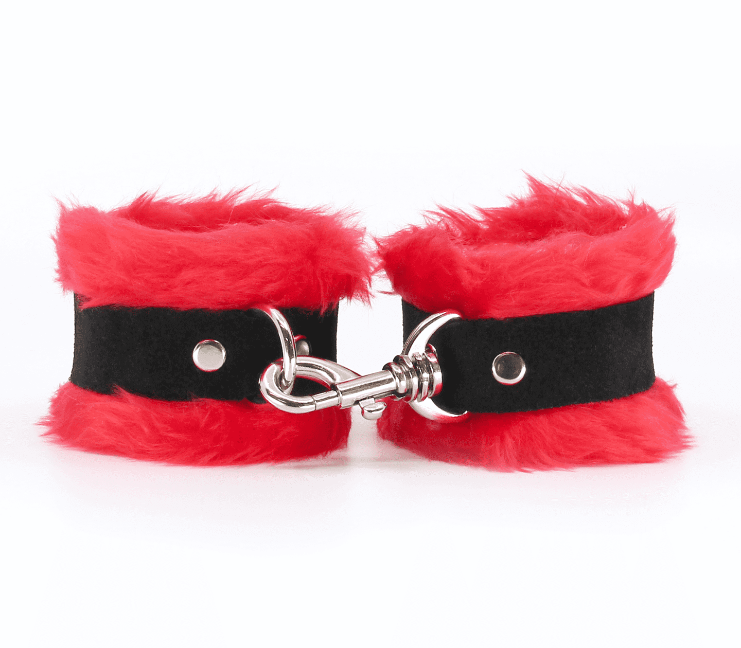 Love In Leather Soft & Fluffy Fleece Handcuffs With Suede Leather Strap