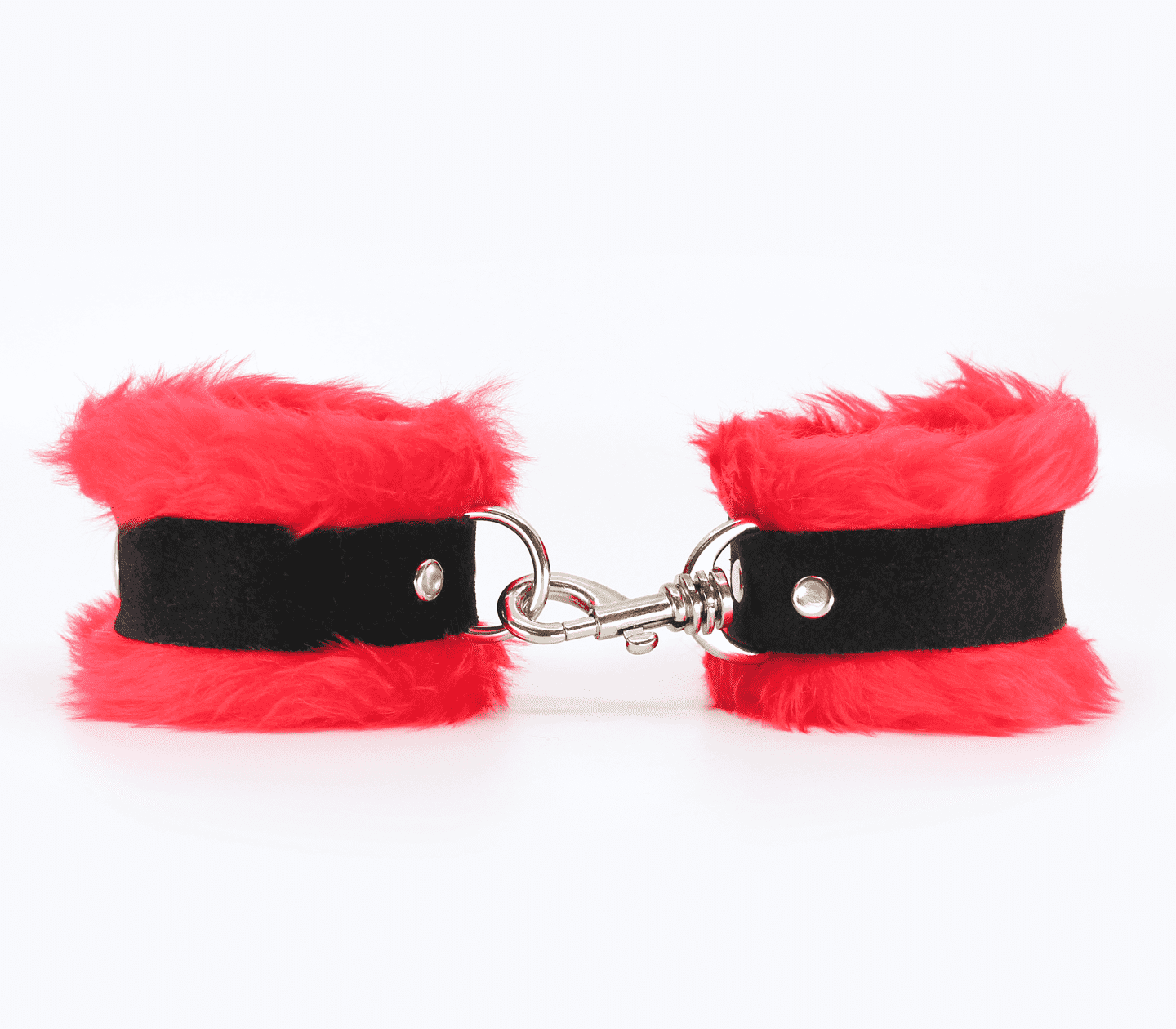Love In Leather Soft & Fluffy Fleece Handcuffs With Suede Leather Strap
