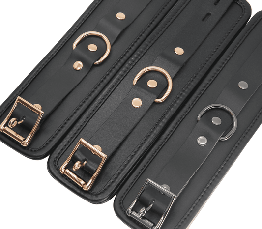 Love In Leather Premium Padded Leather Handcuffs Featuring Luxurious Coloured Hardware