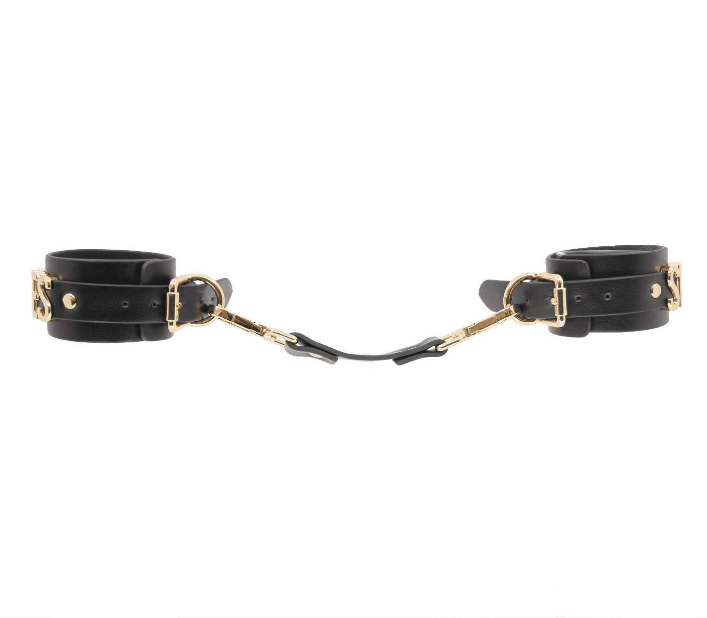 Love In Leather YES SIR Faux Leather Wrist Cuffs With Gold Hardware