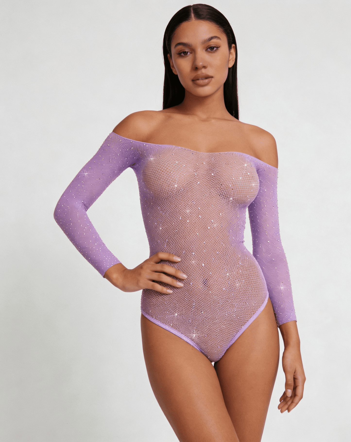 Love In Leather LIN008 Rhinestone Bodysuit One Size - MULTIPLE COLOURS