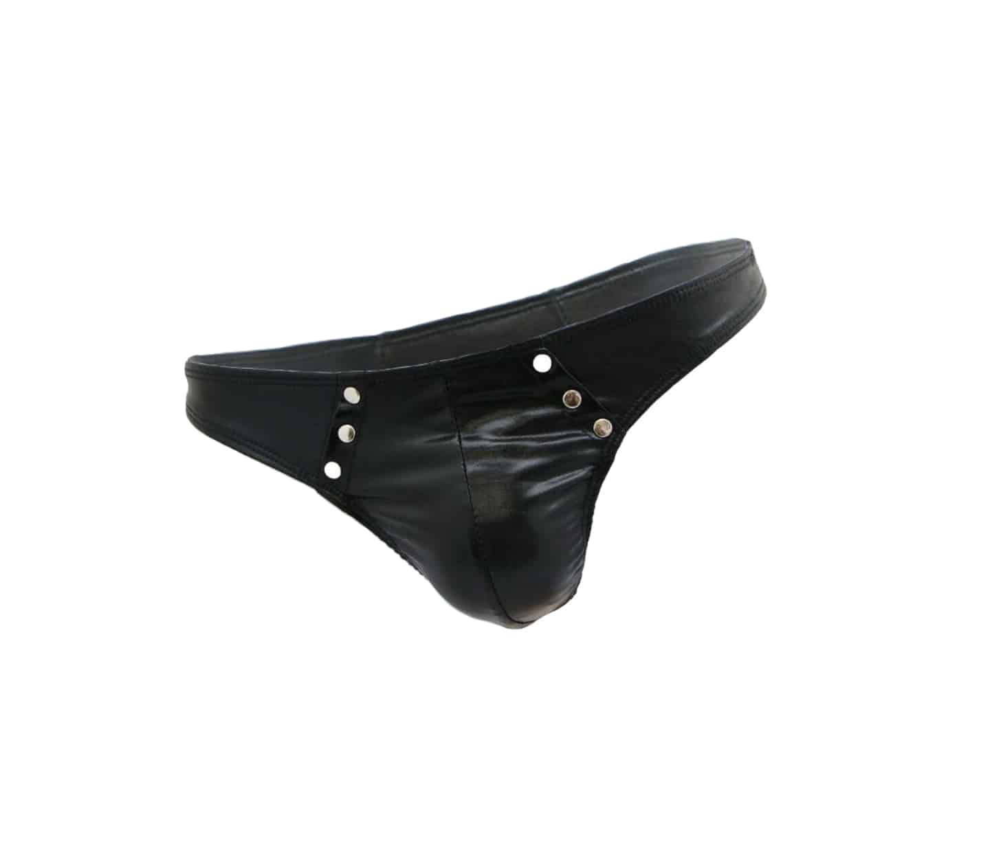 Love In Leather Mens Full Wet Look G-string With Press Stud Detail Size S/M or L/XL