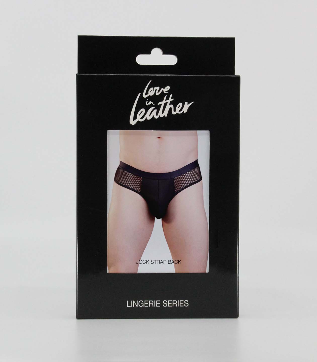 Love In Leather Mens Jock-strap Underwear With Mesh Side Panels Black Size S/M or L/XL