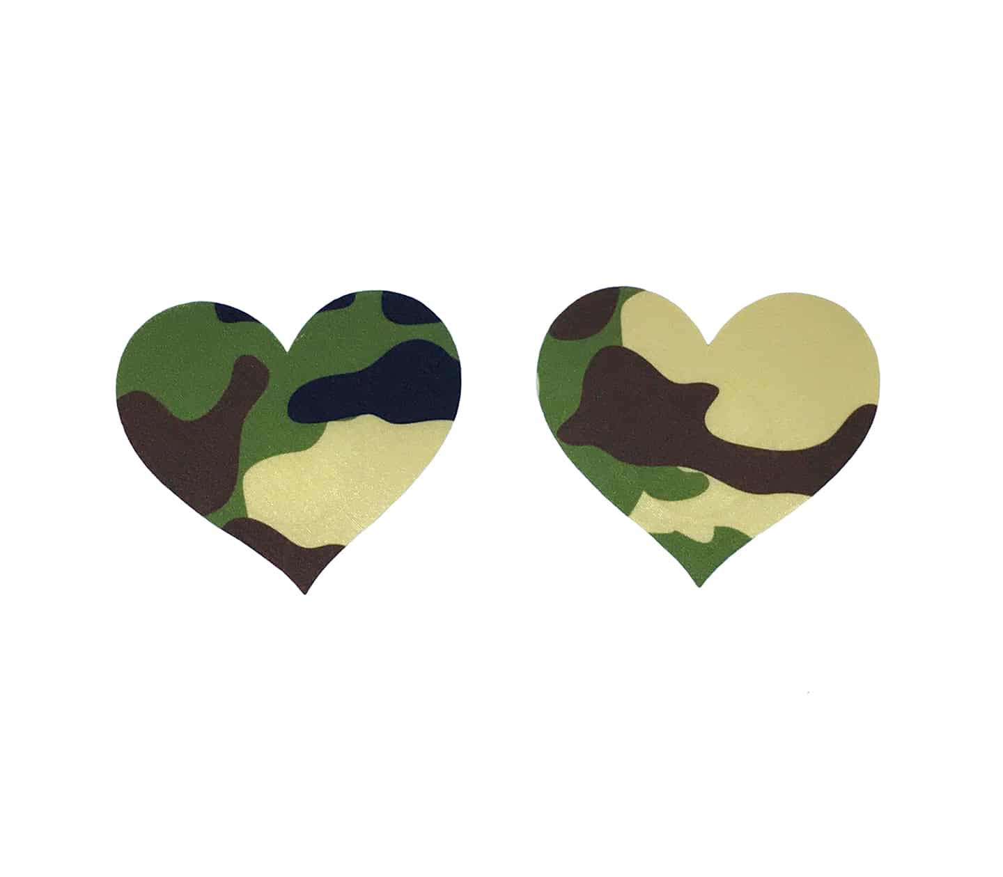 Love In Leather Satin Camo Print Heart Pasties