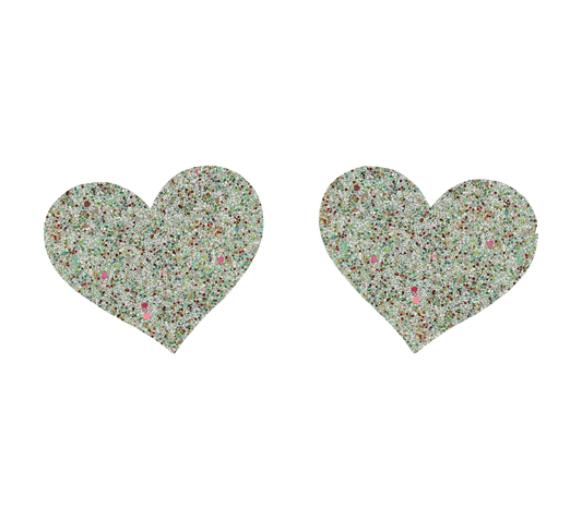 Love In Leather Glitter Heart Nipple Covers - MULITPLE COLOURS