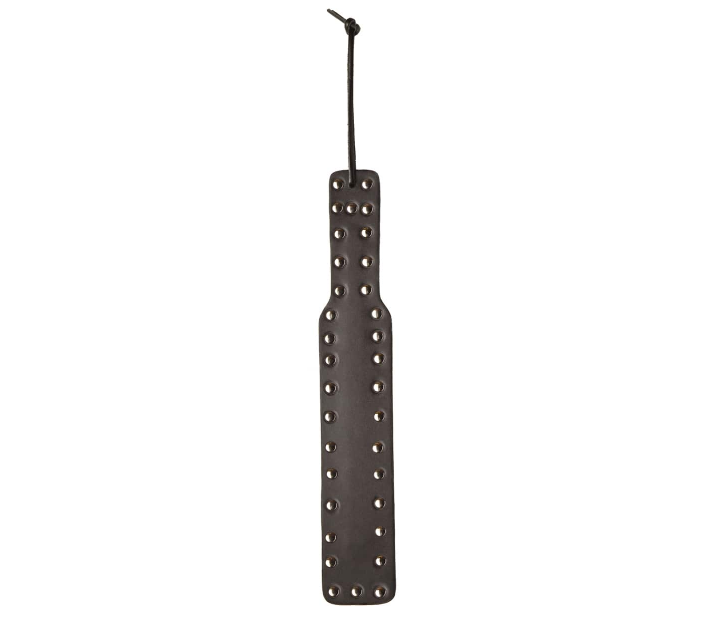 Love In Leather Black Leather Paddle With All Around Silver Stud Detail And Wrist Strap PAD007