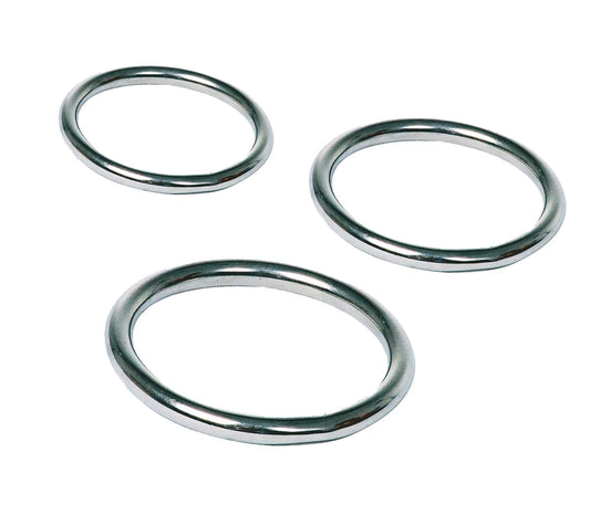 Love In Leather Stainless Steel Cock Ring - 3 Pack - MULTIPLE SIZES