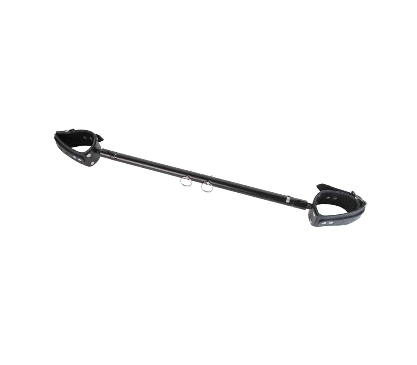 Love In Leather Black Metal Bar Shackle With Leather Cuffs
