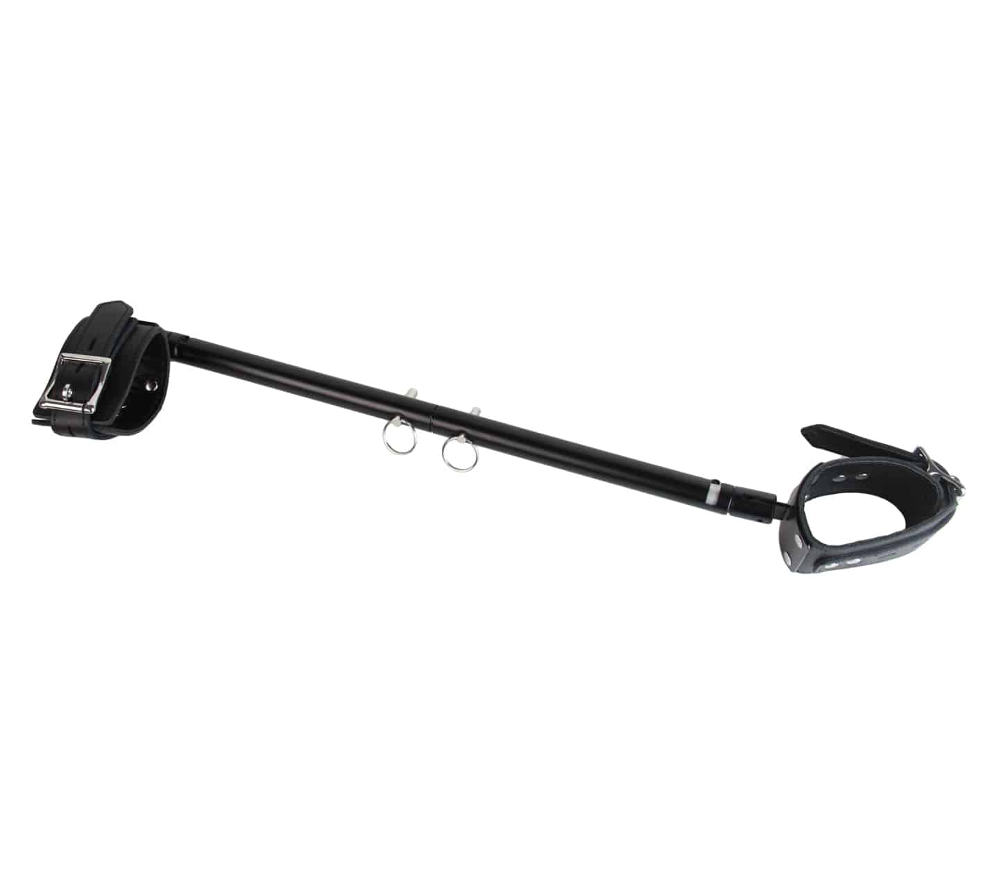 Love In Leather Black Metal Bar Shackle With Leather Cuffs