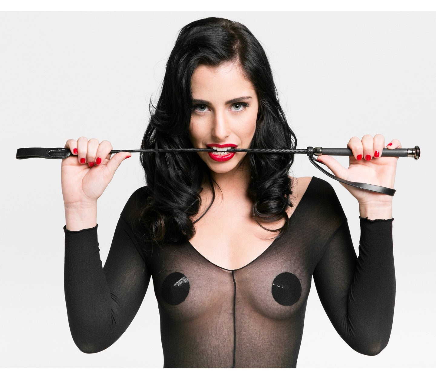 Love In Leather Flexible Black Riding Crop With Wrist Strap And And Coloured Metal Ferule And Cap WHI004