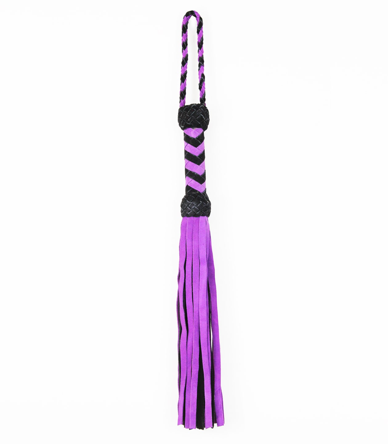Love In Leather Long Suede Leather Flogger With Turks Head Handle WHI013