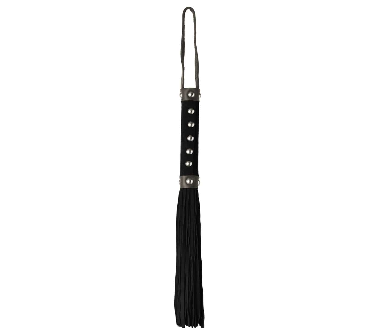 Love In Leather Medium Sized Suede Leather Flogger With Studded Handle WHI027