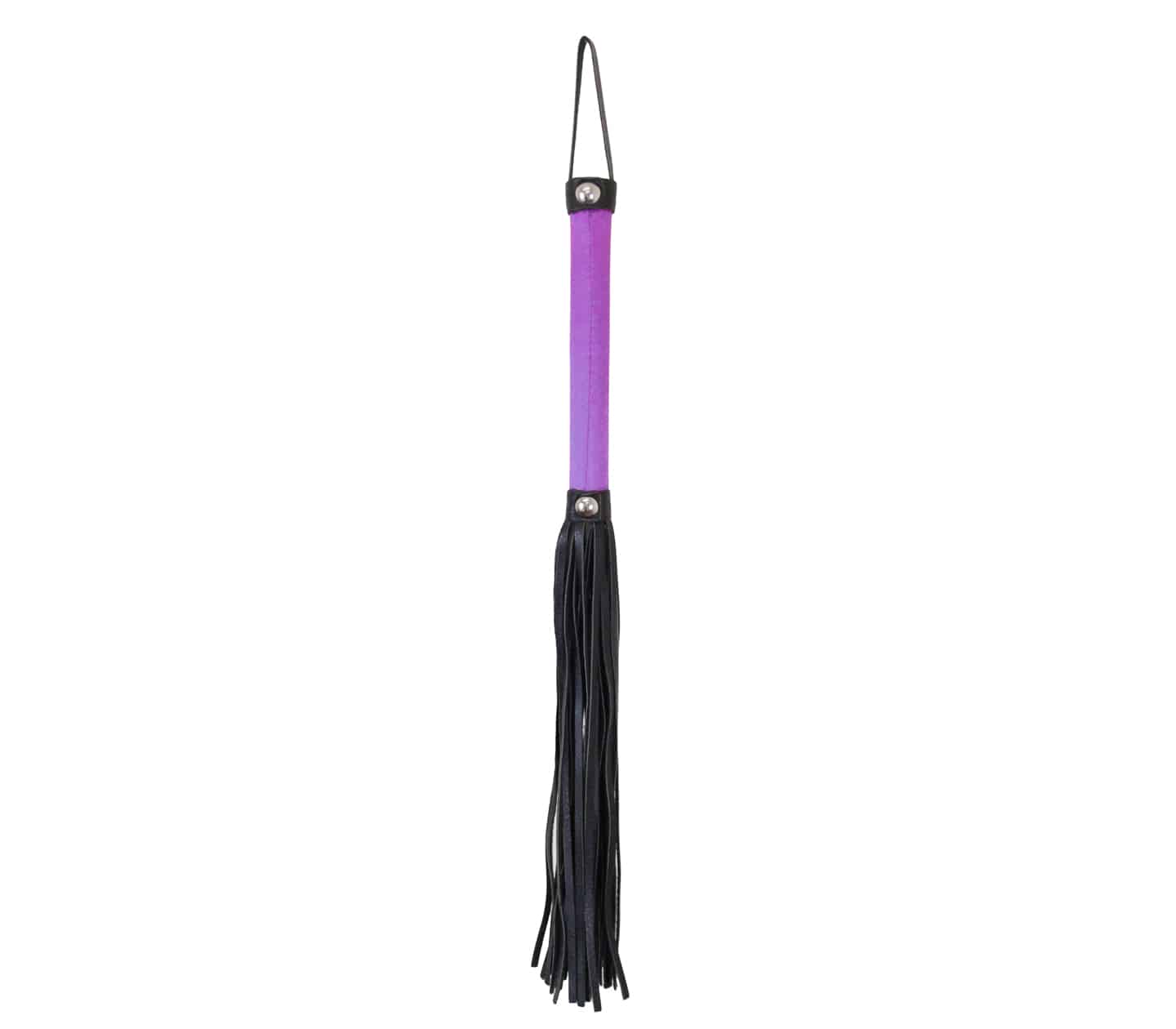 Love In Leather Satin Handle Flogger With Soft Black Faux Leather Tails WHI036