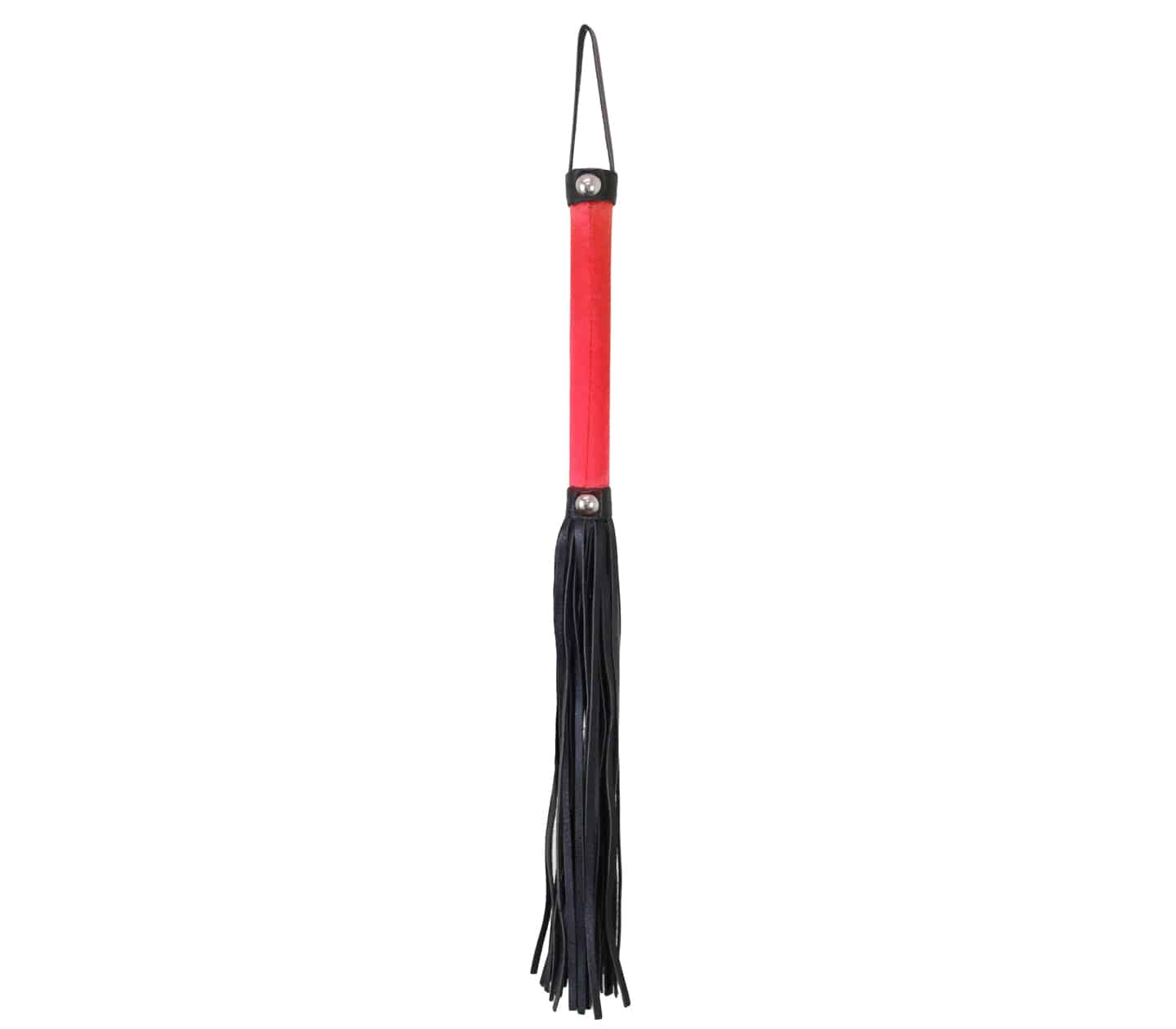 Love In Leather Satin Handle Flogger With Soft Black Faux Leather Tails WHI036