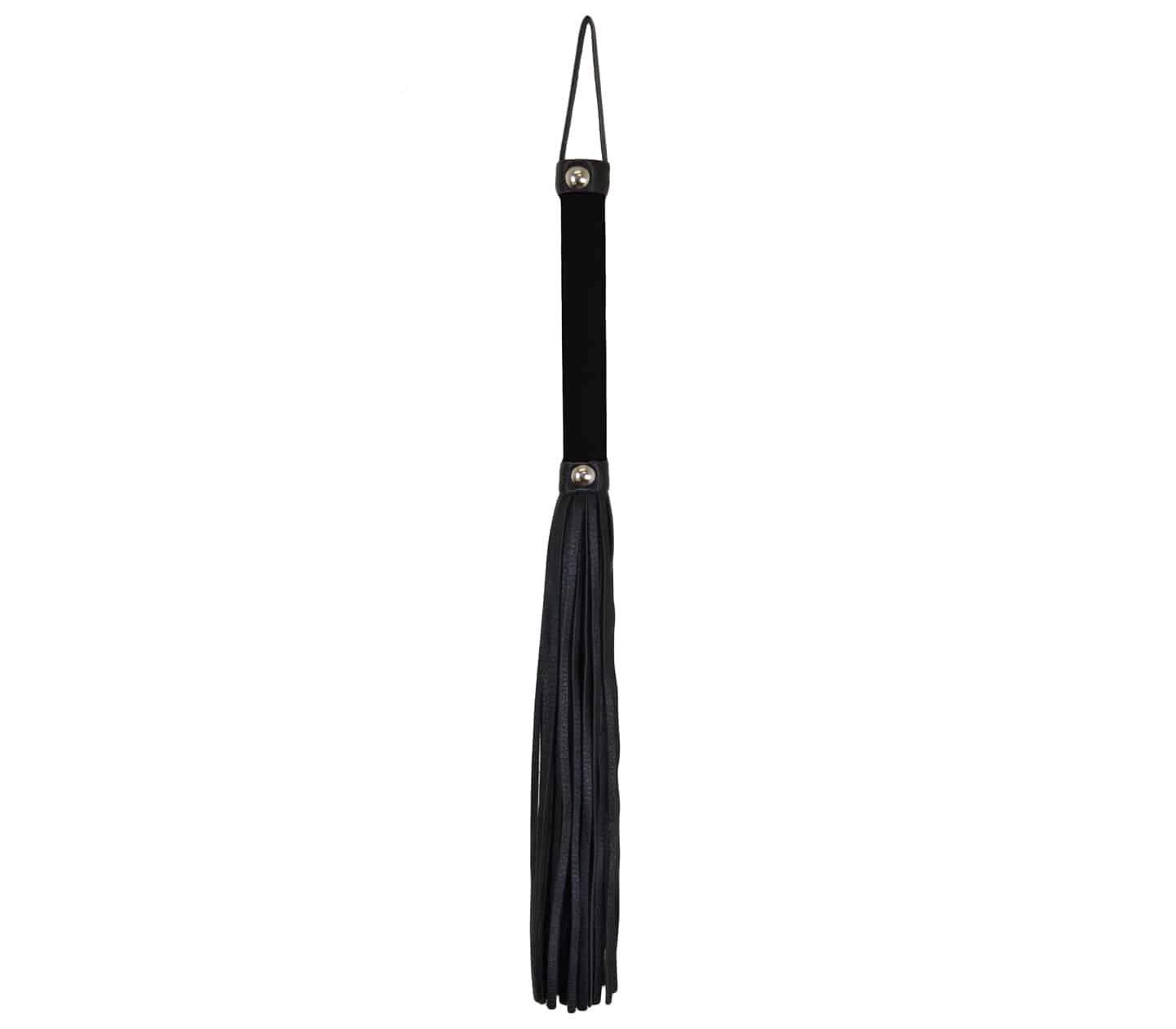 Love In Leather Soft Velveteen Handle Flogger With Soft Black Faux Leather Tail WHI038