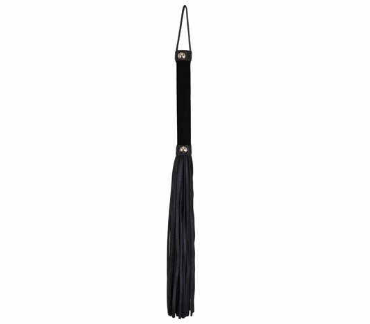 Love In Leather Soft Velveteen Handle Flogger With Soft Black Faux Leather Tail WHI038