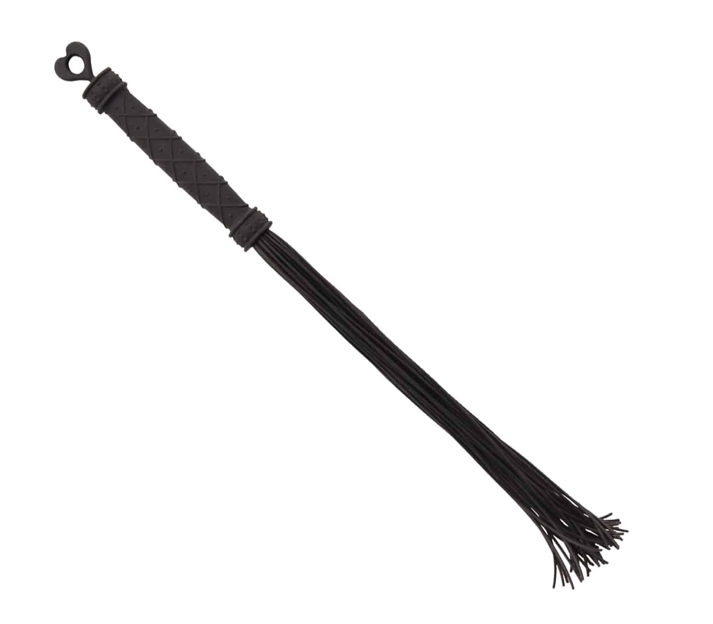 Love In Leather Silicone Flogger With Silicone Tassels And Intricate Textured Handle WHI050