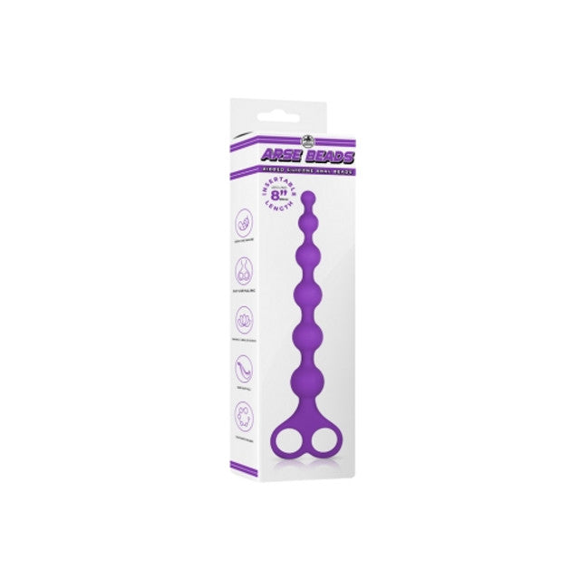 Excellent Power Arse Beads 8" Ribbed Silicone Anal Beads