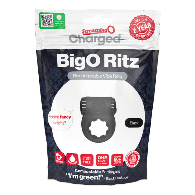 ScreamingO Charged BigO Ritz Vibrating Cock Ring Black
