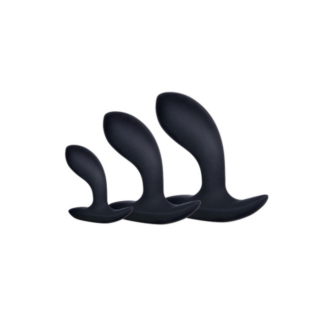 Excellent Power Kick Up - 3 in 1 Silicone Anal Training Set Black 4A