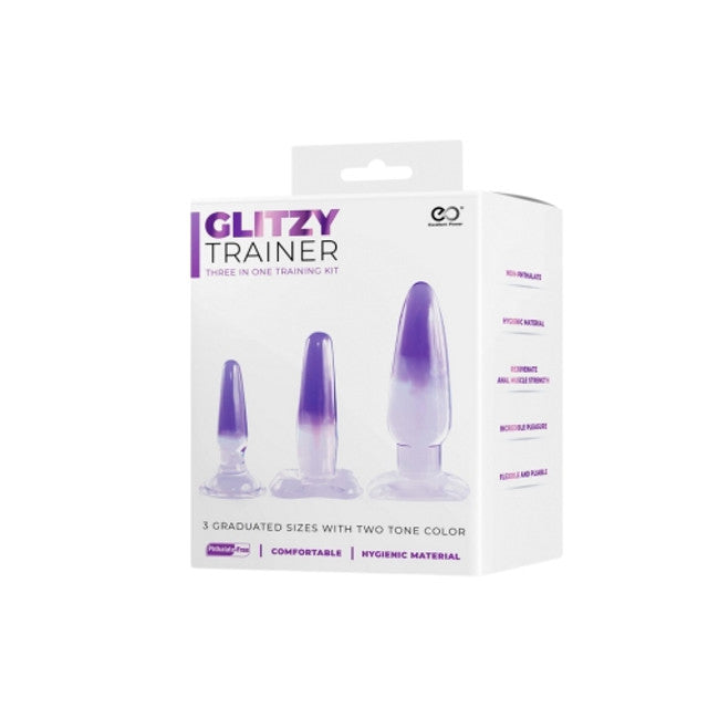 Excellent Power Glitzy Trainer 3 in 1 PVC Anal Plug Kit Multiple Sizes - Transparent