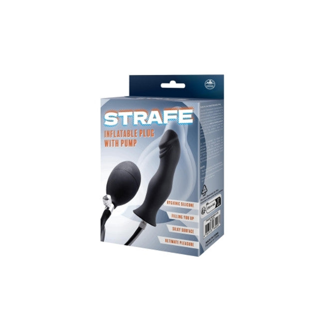 Excellent Power Strafe Silicone Inflatable Butt Plug Black