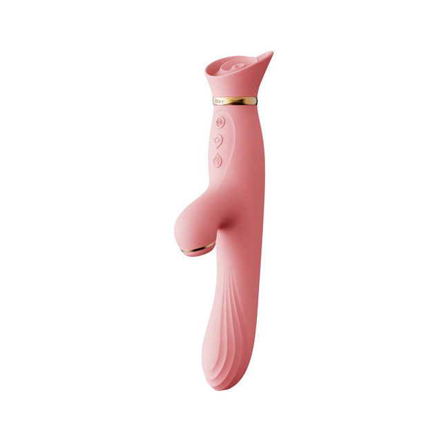 ZALO Rose Thumping Heating Suction Rabbit Vibrator Sakula Pink