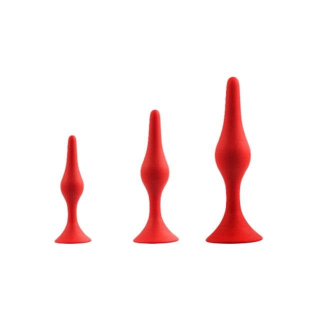 Excellent Power Back Up 3 in 1 Smooth Kit - Butt Plug Set - Red