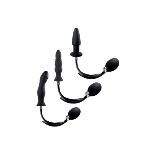 Excellent Power Strafe Silicone Inflatable Butt Plug Black