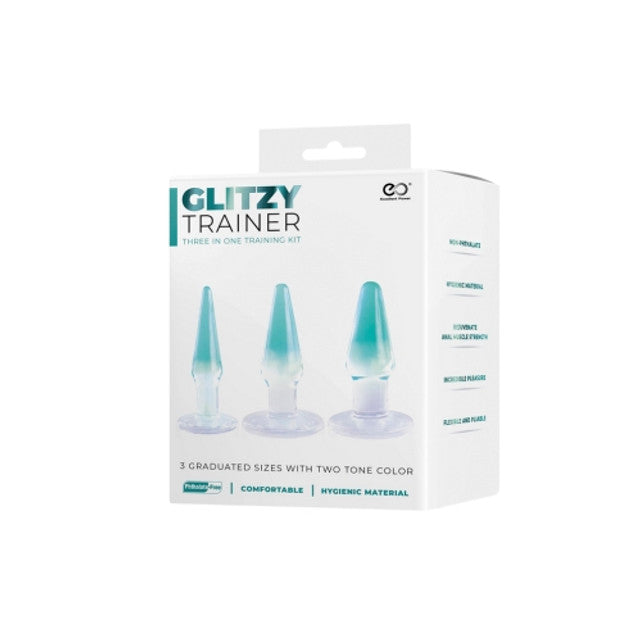 Excellent Power Glitzy Trainer 3 in 1 PVC Anal Plug Kit 4.5" - Transparent