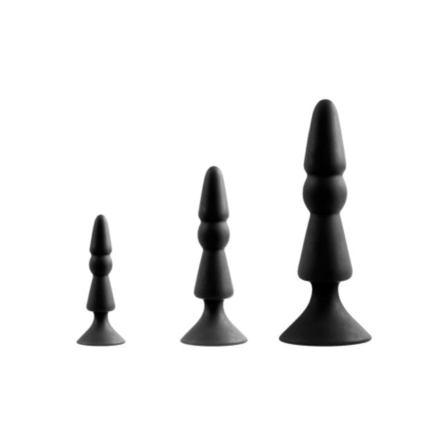 Excellent Power Back Up 3 in 1 Tiered Kit - Butt Plug Set - Black