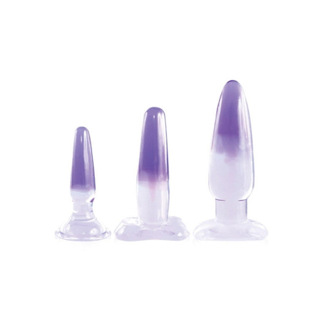 Excellent Power Glitzy Trainer 3 in 1 PVC Anal Plug Kit Multiple Sizes - Transparent