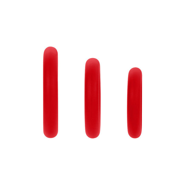 Forto F-61: 3 Piece Cock Ring C-Ring Set 100% Silicone (1.2'', 1.8", 1.57")