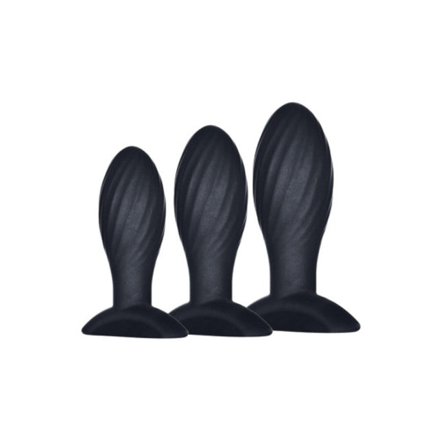 Excellent Power Kick Up - 3 in 1 Silicone Anal Training Set Black 5A