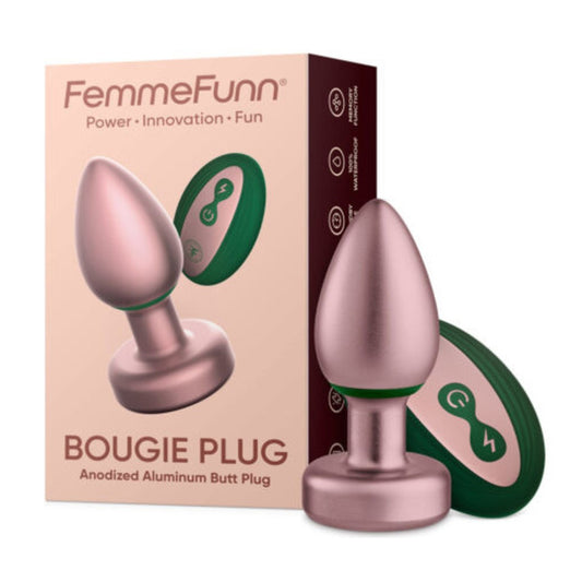 Femme Funn Bougie Plug - Vibrating Anodized Butt Plug - Rose Gold