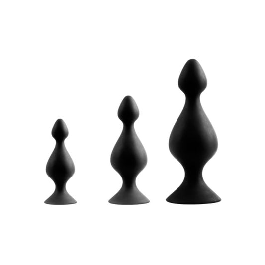 Excellent Power Back Up 3 in 1 Gourd Kit - Butt Plug Set - Black