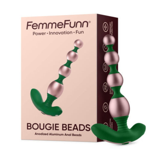 Femme Funn Bougie Beads - Vibrating Anodized Anal Beads - Rose Gold