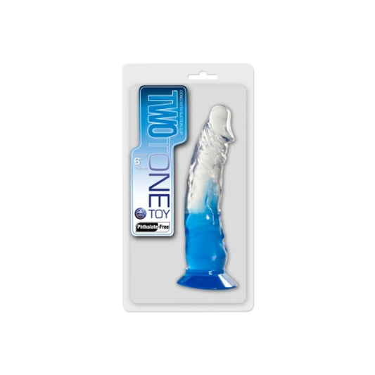 Excellent Power Two Tone 6" PVC Dong in Clear/Blue (Without Balls)