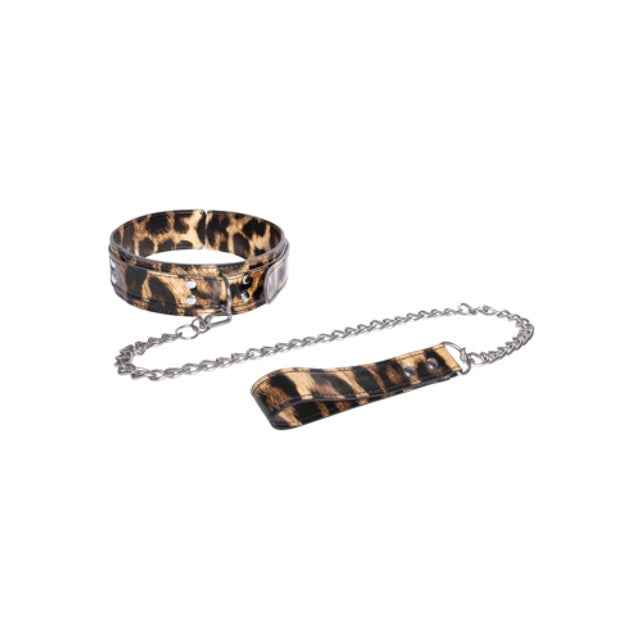 Excellent Power Leopard Frenzy PU Collar and Leash