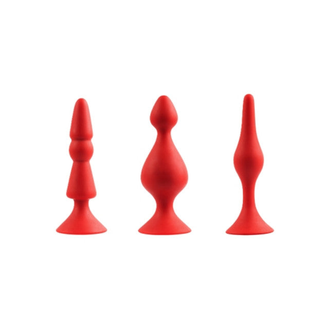 Excellent Power Back Up 3 in 1 Assorted Kit - Butt Plug Set - Red