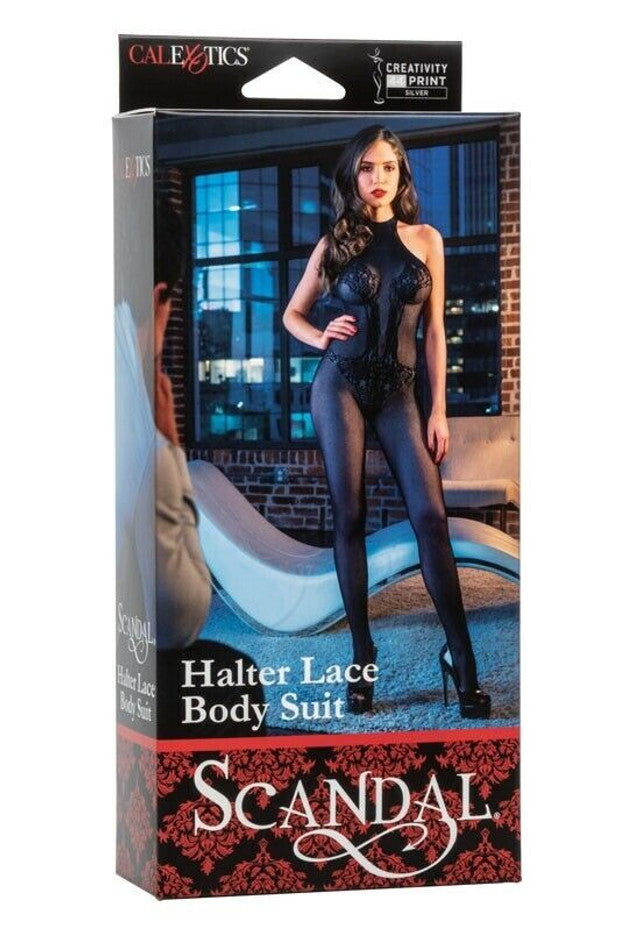 Calexotics Scandal Halter Lace Body Suit One Size