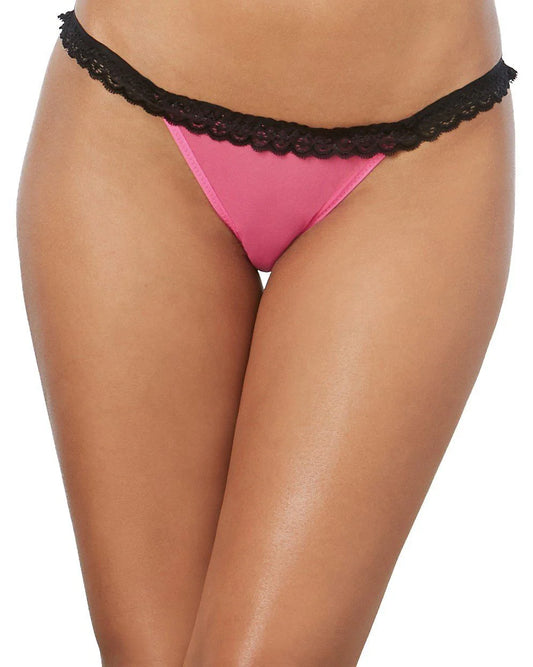 Dreamgirl Open Back Bikini Panty Hot Pink/Red - Size S/M/L/XL