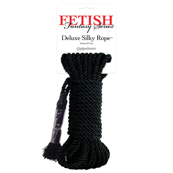 Pipedream Fetish Fantasy Series Deluxe Silky Rope - Black Bondage Rope 9.75m