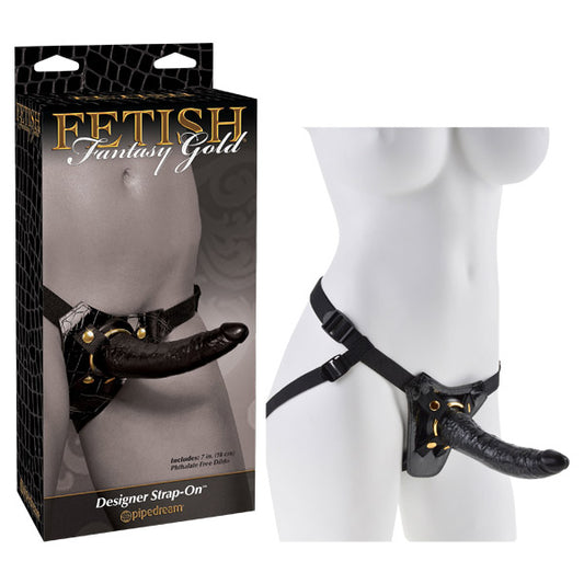 Pipedream Fetish Fantasy Gold Designer Black/Gold 18cm (7") Strap-On