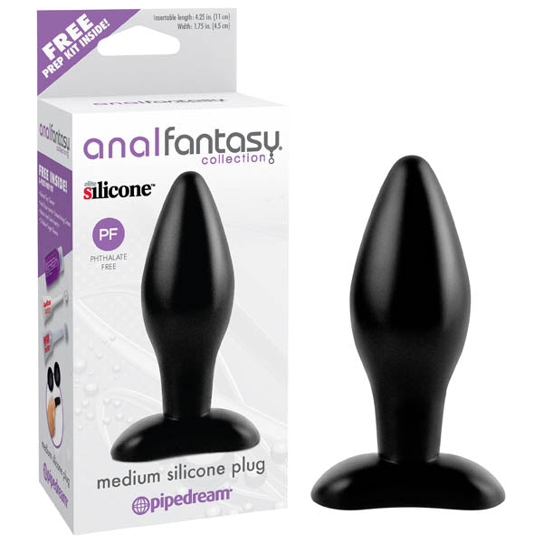 Pipedream Anal Fantasy Collection Medium Silicone Plug - Black 11cm (4.25") Butt Plug